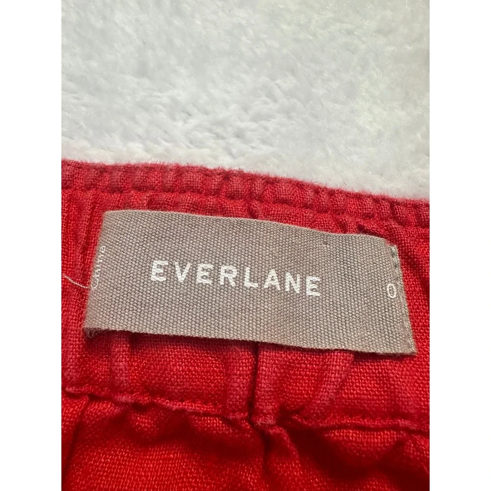 Everlane Jumpsuit Womens 0 Red Good Linen Square Neck Tie Waist Sleeveless